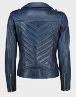 women biker style vintage leather jacket blue