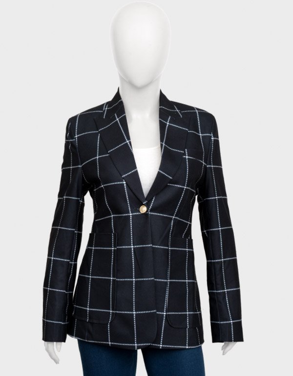 women black and white checked blazer