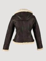 women dark brown shearling leather jacket