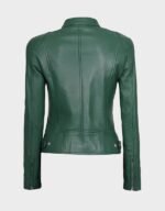 women dodge green cafe racer leather jacket