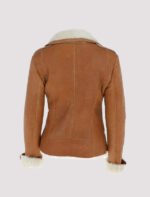 womens sheepskin leather tan brown shearling jacket