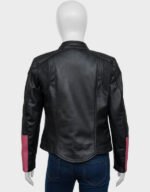 womens black and pink biker jacket