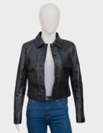 women’s black biker leather jacket