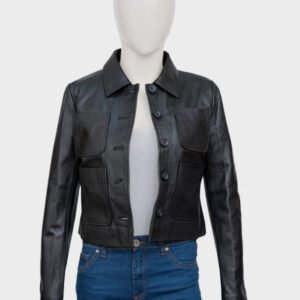 women’s black biker leather jacket