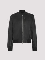 womens black bomber leather jacket