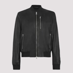 womens black bomber leather jacket