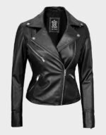 womens black moto leather jacket