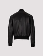 womens black zipper bomber leather jacket