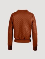 womens brown bomber quilted leather jacket