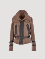 womens brown shearling fur jacket