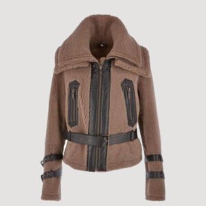 womens brown shearling fur jacket