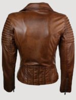 womens fashion designer brown leather jacket