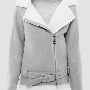 womens grey suede shearling jacket