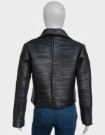 women’s motorcycle asymmetrical black leather jacket