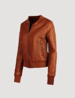 womens quilted brown leather jacket