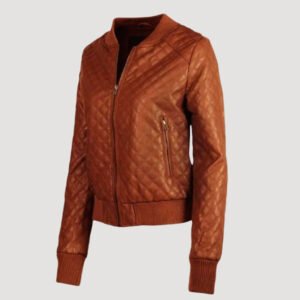 womens quilted brown leather jacket