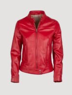 womens real leather cafe racer jacket