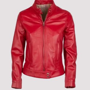 womens real leather cafe racer jacket