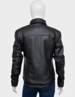 women’s shirt style black leather jacket